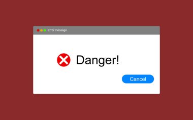 Hata iletisi bilgisayar penceresi uyarısı. Sistem hata vektör hatası pc arayüzü. Eps 10