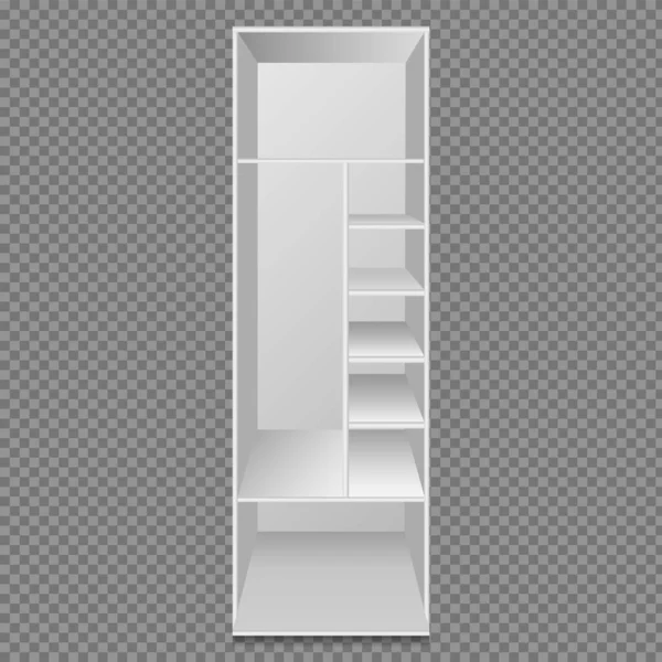 White wardrobe with shelves on a transparent background. Isolated vector object. — 스톡 벡터