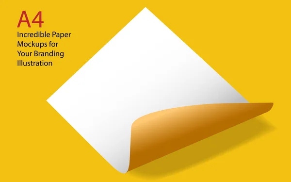 Невероятные макеты бумажных макетов для вашего брендинга. Изолированная векторная иллюстрация на жёлтом фоне . — стоковый вектор