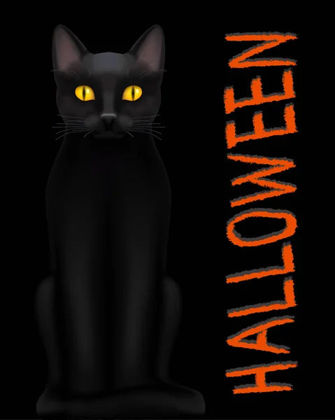 Halloween design with black cat on the black — Διανυσματικό Αρχείο