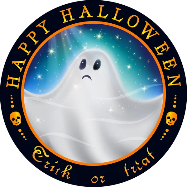 Round Halloween design with ghost — Διανυσματικό Αρχείο