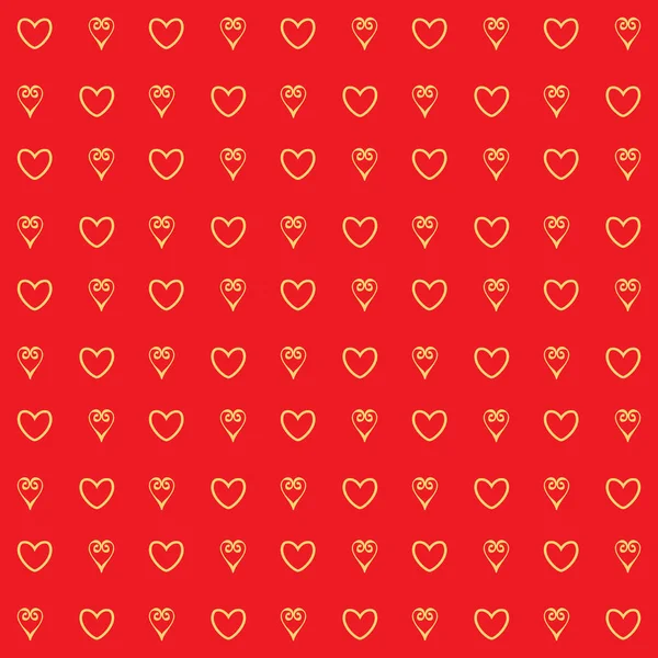 Coeurs d'or confettis motif sans couture sur un fond rouge — Image vectorielle