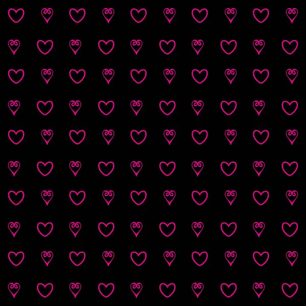 Gold hearts confetti seamless pattern on a black background — Stock Vector