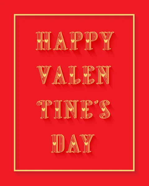 Feliz dia dos namorados cartão de amor elegante com sombra vermelha em um vermelho —  Vetores de Stock