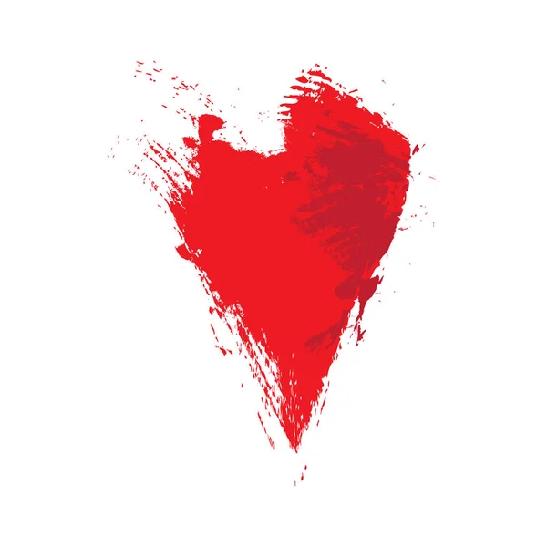 Elegante tarjeta de amor con corazón de pintura roja — Vector de stock