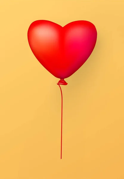 Κομψό αγάπη κάρτα με κόκκινη καρδιά μπαλόνι σε ένα χρυσό — Διανυσματικό Αρχείο