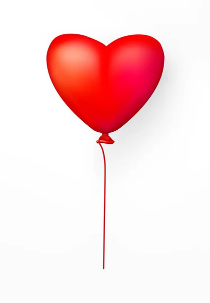 Elegante tarjeta de amor con globo de corazón rojo en un blanco — Vector de stock