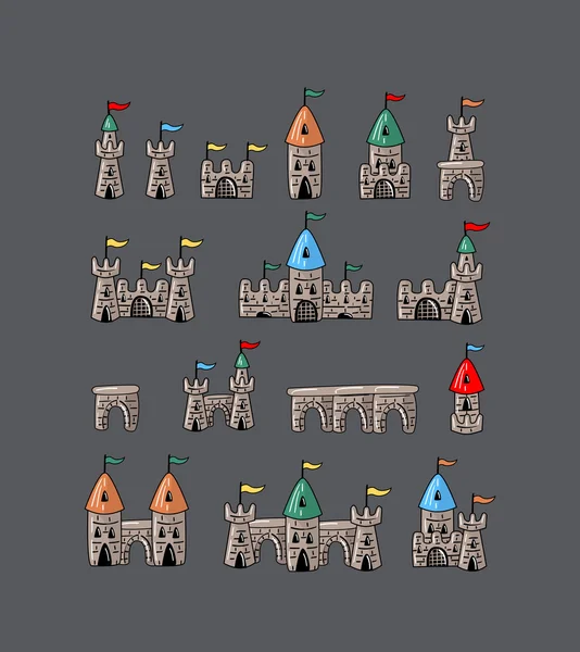 Grand château de dessin animé conçu — Image vectorielle