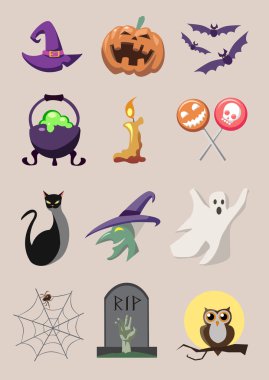 Büyük çizgi film vektörel çizimler Cadılar Bayramı için tasarlanmış.