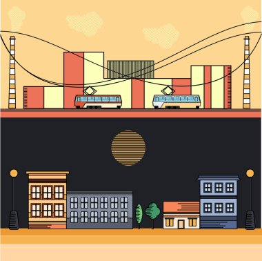 Şehir fabrika vektörel çizimler