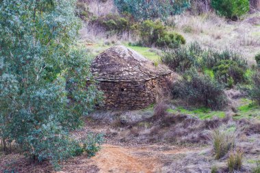 Eski bakır antika sömürü benim kulübe köyü Sotiel Coronada Huelva, Endülüs, İspanya