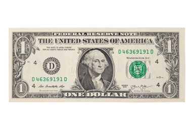 Beyaz arkaplanda izole edilmiş bir dolar.