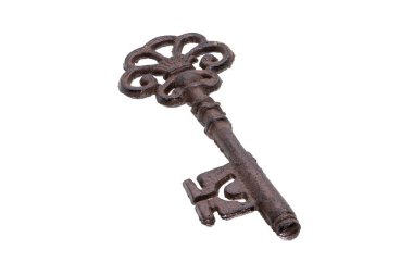 Eski paslı anahtar beyaz arkaplanda izole edildi