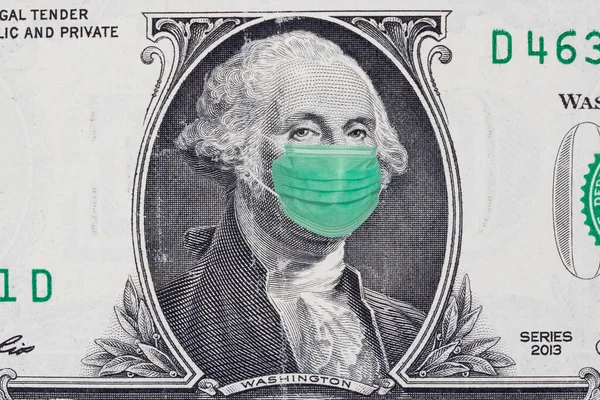 One Dollar Bill Medical Face Mask George Washington — Stock Photo, Image