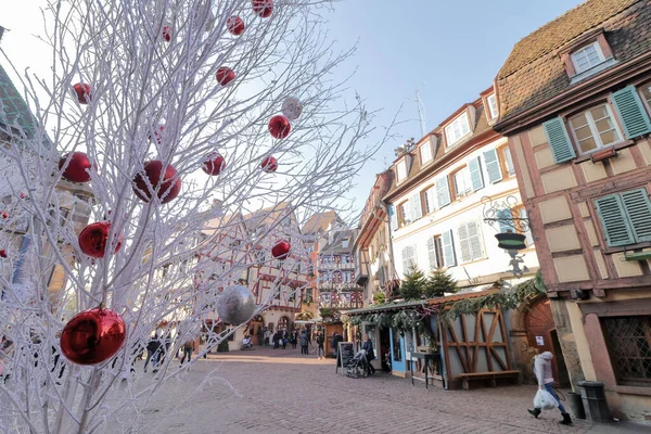 Weihnachtsbaum Petite Venise Oder Klein Venedig Altstadt Von Colmar Elsass — Stockfoto