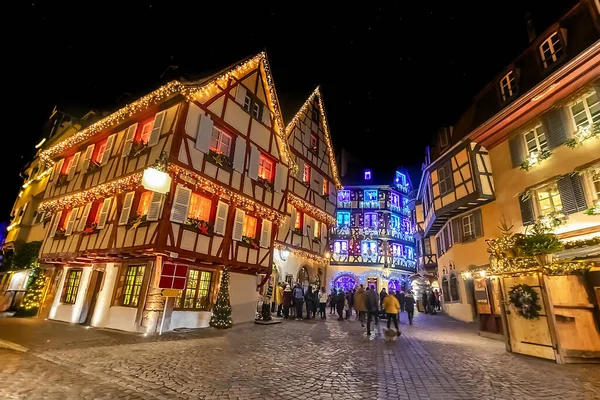 Weicher Fokus Auf Die Altstadt Von Colmar Weihnachtlich Dekoriert Und — Stockfoto