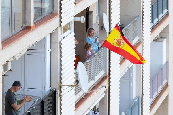 Huelva Spanya Nisan 2020 Vatandaşlar Ölümcül Koronavirüs Salgını Sırasında Her — Stok fotoğraf