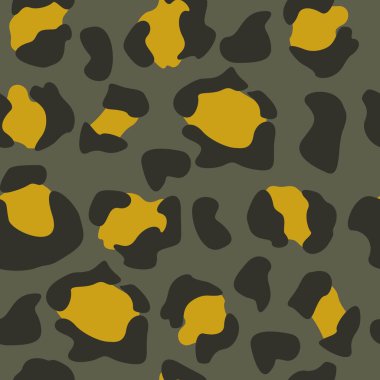 Kusursuz leopar deseni. Sarı, yeşil ve kahverengi. Vektör.
