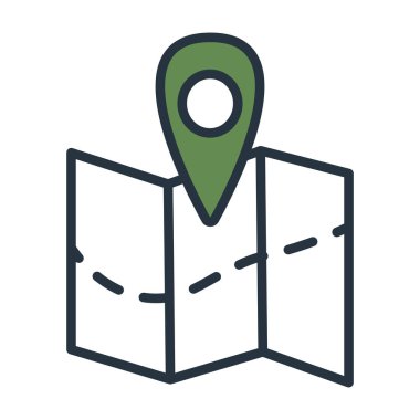 Basit yeşil çizim simgesi: harita işaretleyici, vektör eps10 illüstrasyon