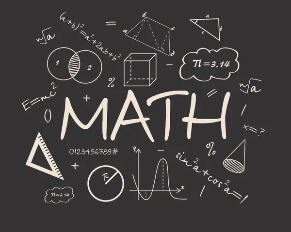 Mathematical doodles on school poster "Math" — 스톡 벡터