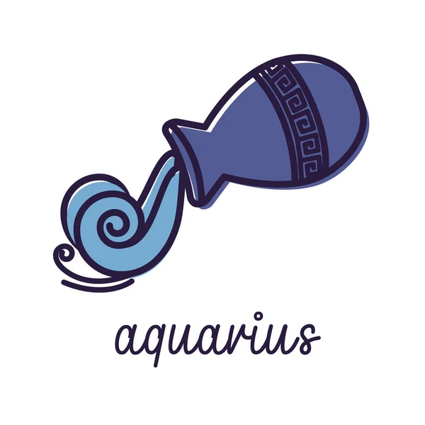 Signo del zodíaco: acuario, ilustración simple vector plano, icono del contorno — Vector de stock