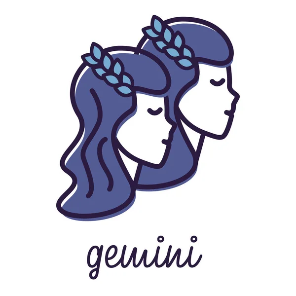 Zodiac sign: gemini, simple flat vector illustration, outline icon — Stock Vector