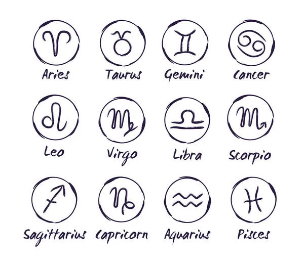 Zodiac signs set, simple flat vector illustration — Stock Vector