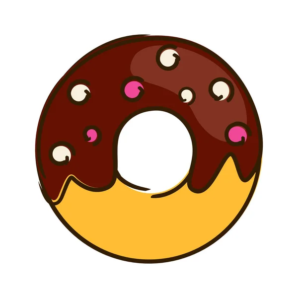 Schokolade glasierte Donut, Doodle-Symbol — Stockvektor