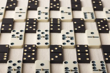 Domino siyah ve beyaz vardır. Açık renkli.