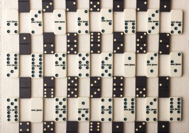 Domino siyah ve beyaz vardır. Açık renkli.