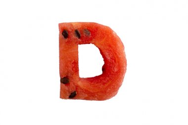 Karpuz beyaz zemin üzerinde bir parça bir mektup D