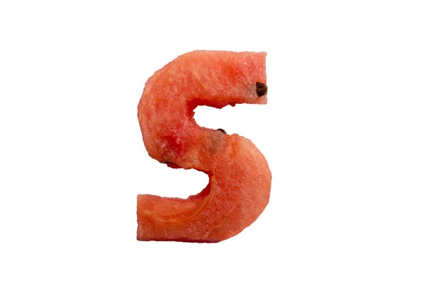 Litery S z kawałkiem arbuza na białym tle — Zdjęcie stockowe
