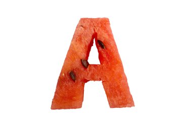 Karpuz beyaz zemin üzerinde bir parçasındaki bir harf A