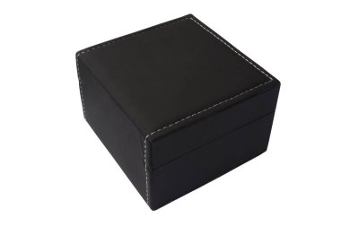 Hediye kutusu. Beyaz bir arka plan üzerinde siyah saat kutusu