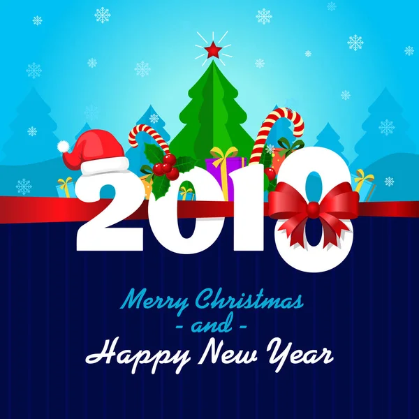 Ευχετήρια κάρτα με καλά Χριστούγεννα και Ευτυχισμένο το νέο έτος. Το έτος Merry 2018. — Διανυσματικό Αρχείο