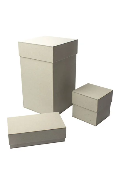 Collection Boxes Cardboard Presentation Your Design Objects White Background Isolate — Stock Photo, Image