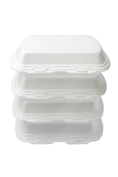 Expanded Polystyrene Container Open Food Products Isolated White Royalty Free Stock Images