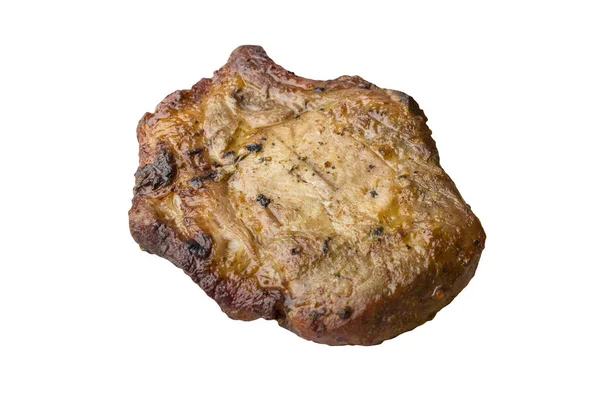 Pedaço Porco Frito Num Fundo Branco Cozinha Grelhada Isolados — Fotografia de Stock
