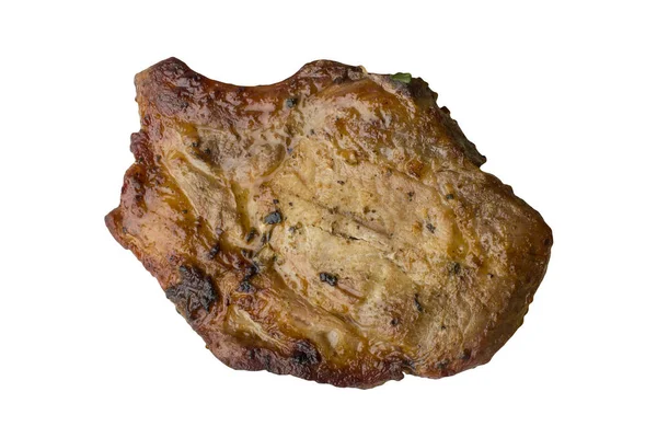 Trozo Cerdo Frito Sobre Fondo Blanco Cocinado Parrilla Aislado —  Fotos de Stock