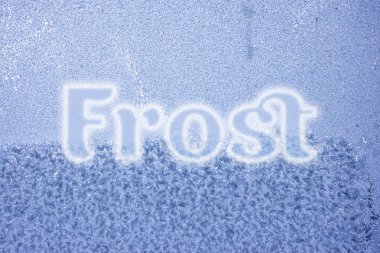 Penceresinde yazıt frost. arka plan buz yüzeyi. Doku