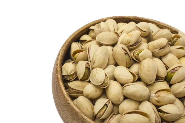 Pistachios Wooden Plate Isolated Object — Stock Photo, Image