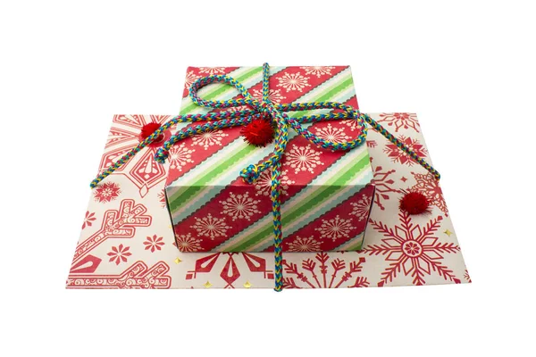 Emballage Cadeau Enveloppe Pour Les Vacances Fond Blanc Objet Isolé — Photo