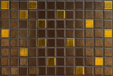 Mozaik karolar, doku, arka plan. Kahverengi altın ekler taşıyla 