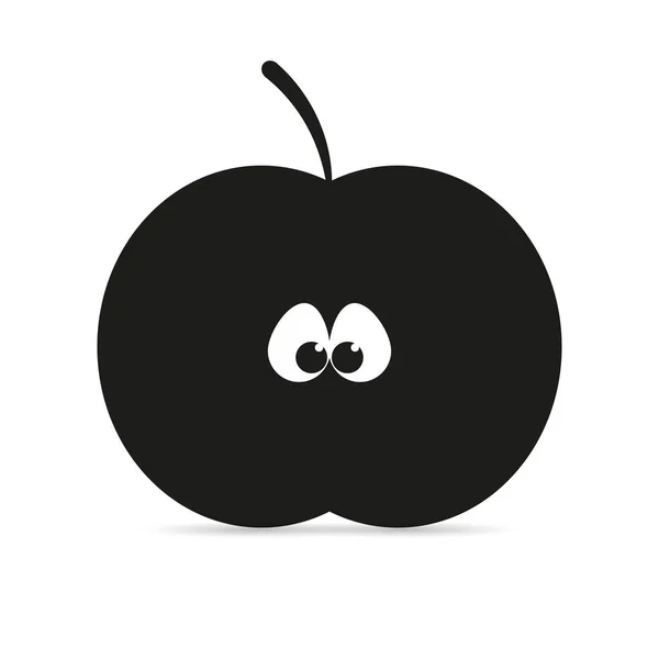 Cartoon Logo Apfel Mit Augen Auf Weißem Hintergrund Vektorillustration — Stockvektor