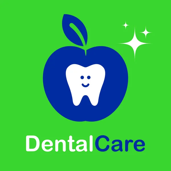 Logotipo Cuidado Dental Con Icono Manzana Fresca Diente Sonriente Vector — Vector de stock