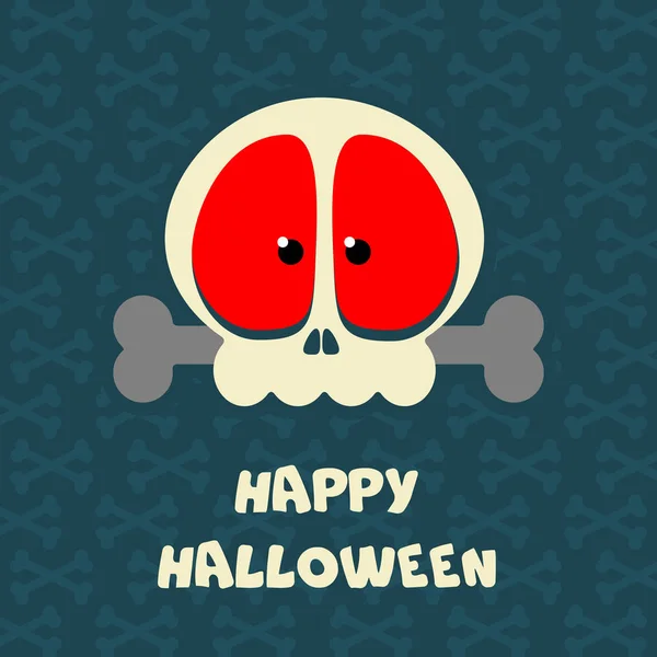 Happy Halloween Banner Cráneo Cartón Con Hueso Ilustración Vectores — Archivo Imágenes Vectoriales