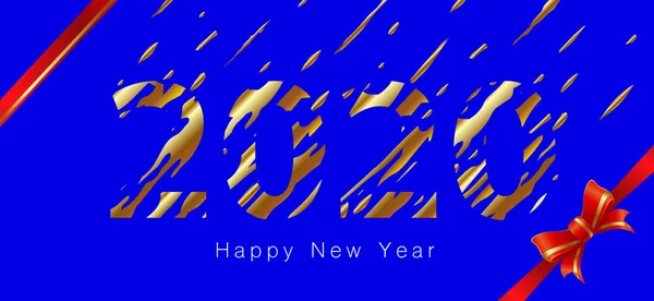 Καλή Χρονιά 2020 Αφηρημένη Σχεδίαση Χρυσούς Αριθμούς Ιπτάμενων Σωματιδίων Μπλε — Διανυσματικό Αρχείο