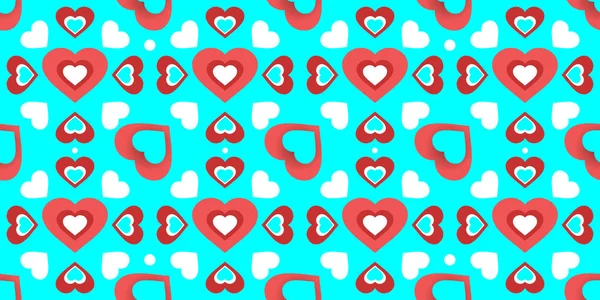 Nahtloses Muster Mit Herzen Auf Blauem Hintergrund Vektorillustration — Stockvektor