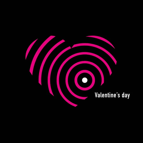 Square Banner Stylized Heart Black Background Valentine Day Vector Illustration — 图库矢量图片