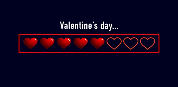 Statusleiste Des Valentinstages Mit Voluminösen Stilisierten Herzen Vektorillustration — Stockvektor